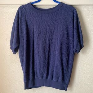 Vintage navy blue dolman style textured short sleeve blouse by Donnkenny Casuals